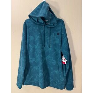 Reebok Hoodie Men L Logo Print Athletic Pullover Sweatshirt Balsam Green NEW